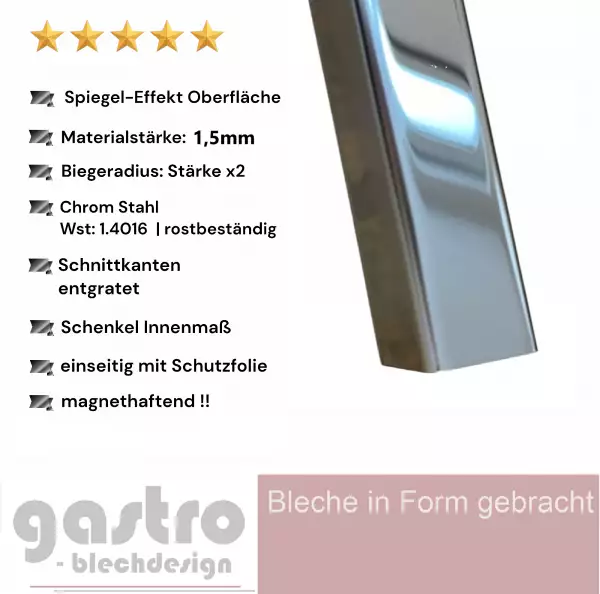 Kantenschutz aus Edelstahl 1,5mm magnetisch Kantenschutz aus Edelstahl 1,5mm magnetisch